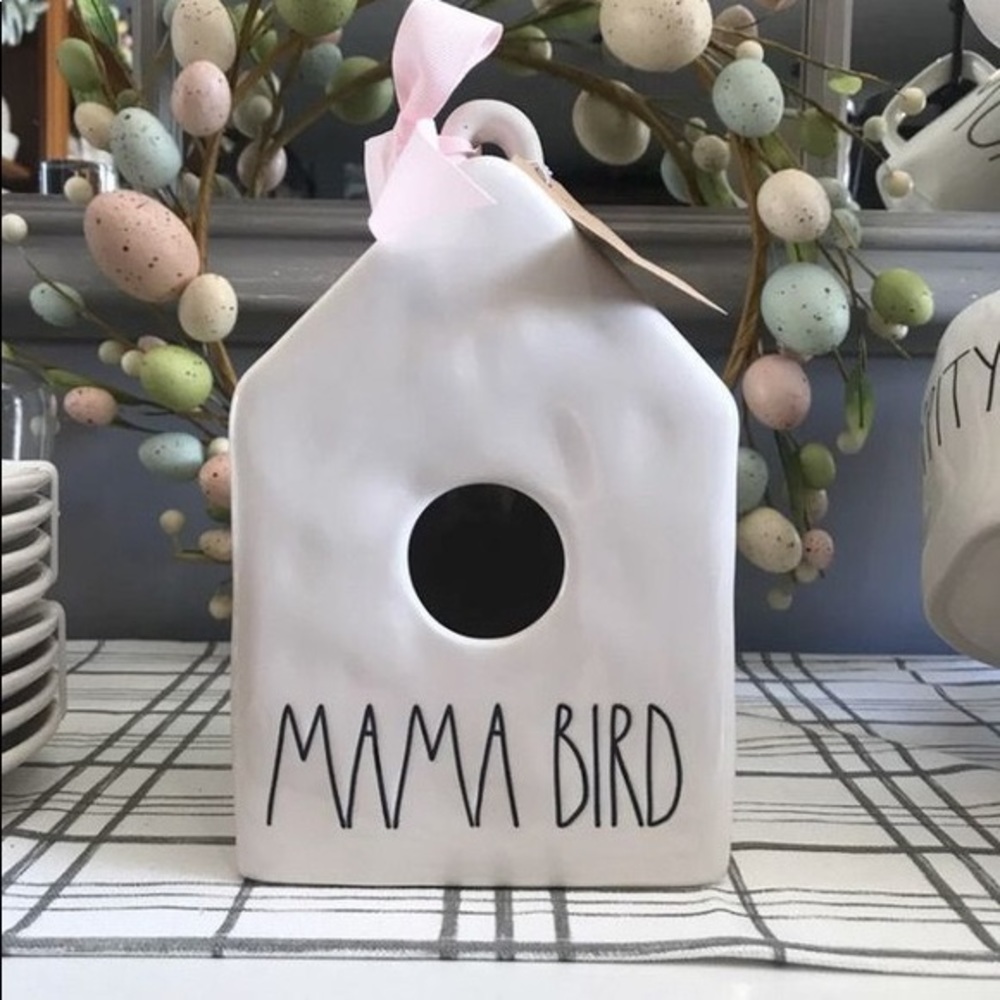 Rae Dunn square mama bird birdhouse